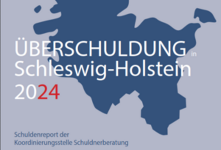 Landkarte mit Aufschrift "Überschuldung SH 2024"
